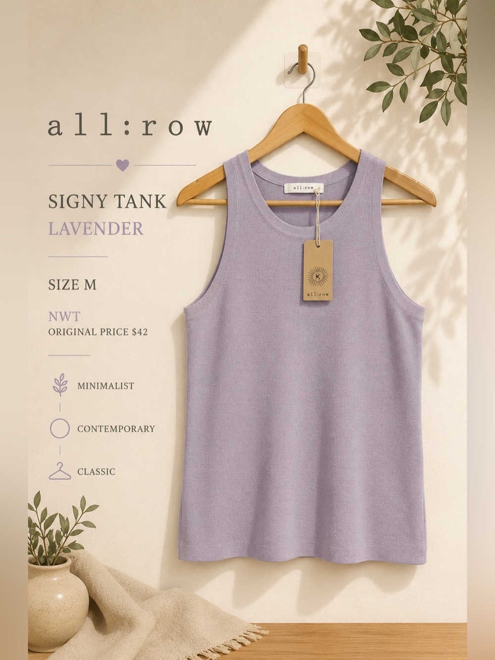 all:row Signy Tank — Lavender — Size M